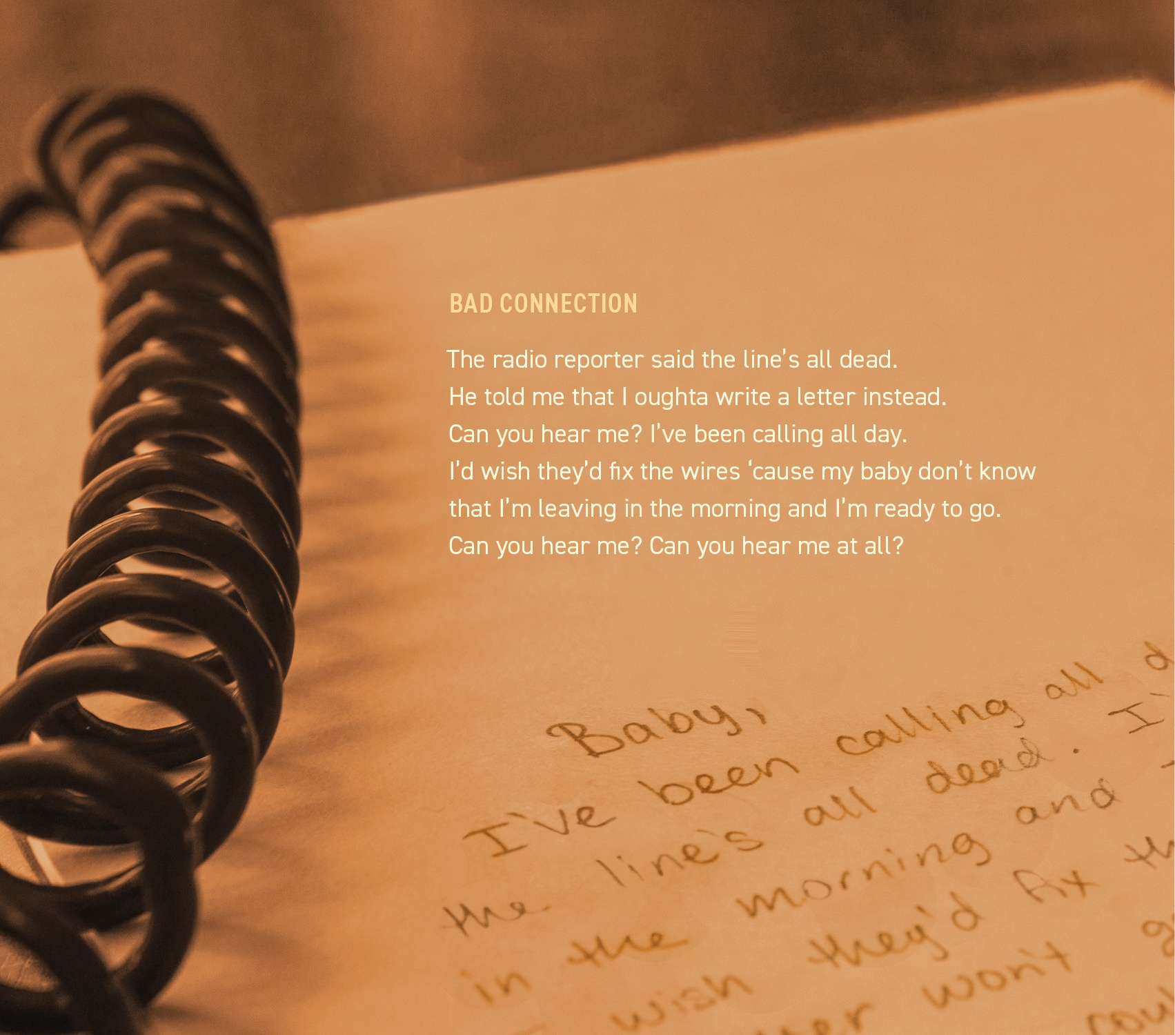 first panel, orange phone cord